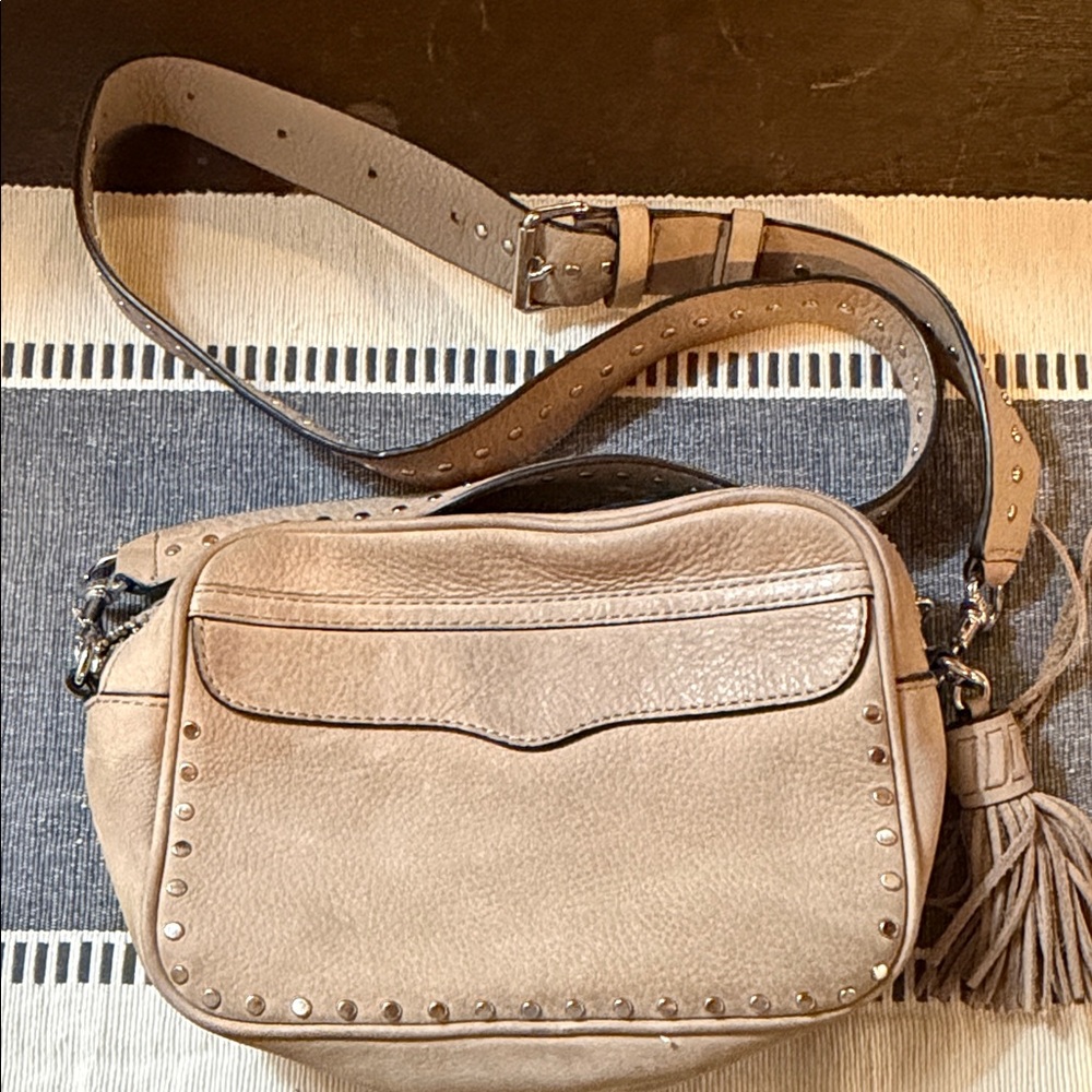 Rebecca Minkoff Taupe Leather Crossbody with Tassel